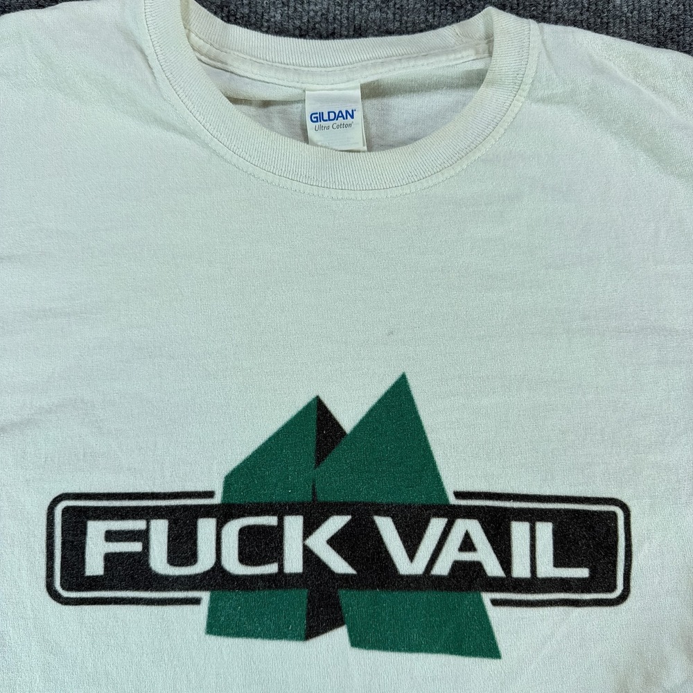VTG Gildan Ultra Cotton F*** Vail Long Sleeve Graphic T-Shirt Mens 2XL Snowboard - Picture 2 of 6